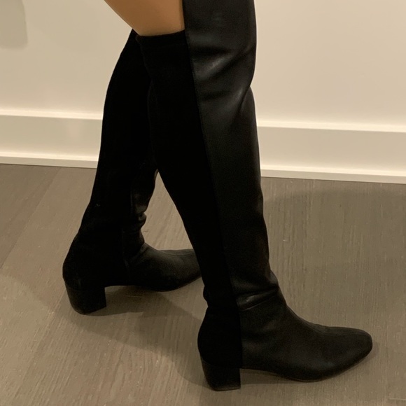 Over-the-knee Black Leather Boots